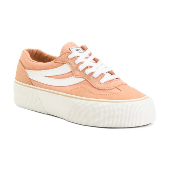 NEW SUPERGA Suede Revolley Color Block Platform Sneakers Dusty Rose 364MN - Picture 1 of 7